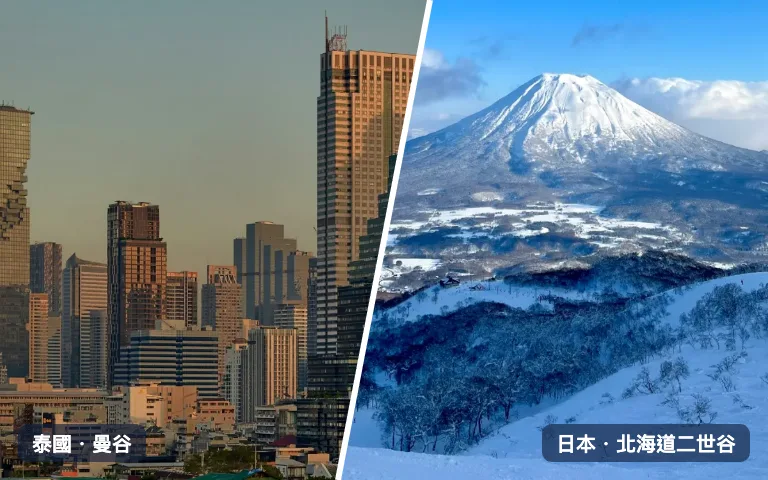 全球英語遊學:泰國曼谷市中心天際線與日本北海道二世谷羊蹄山